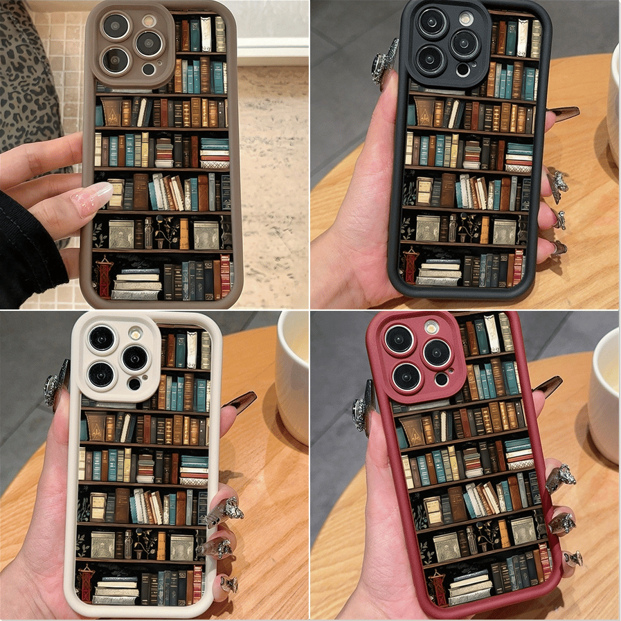 🔥NYHET 2025📚📱TPU-telefondeksel med tegneserie- og bokhyllemønster