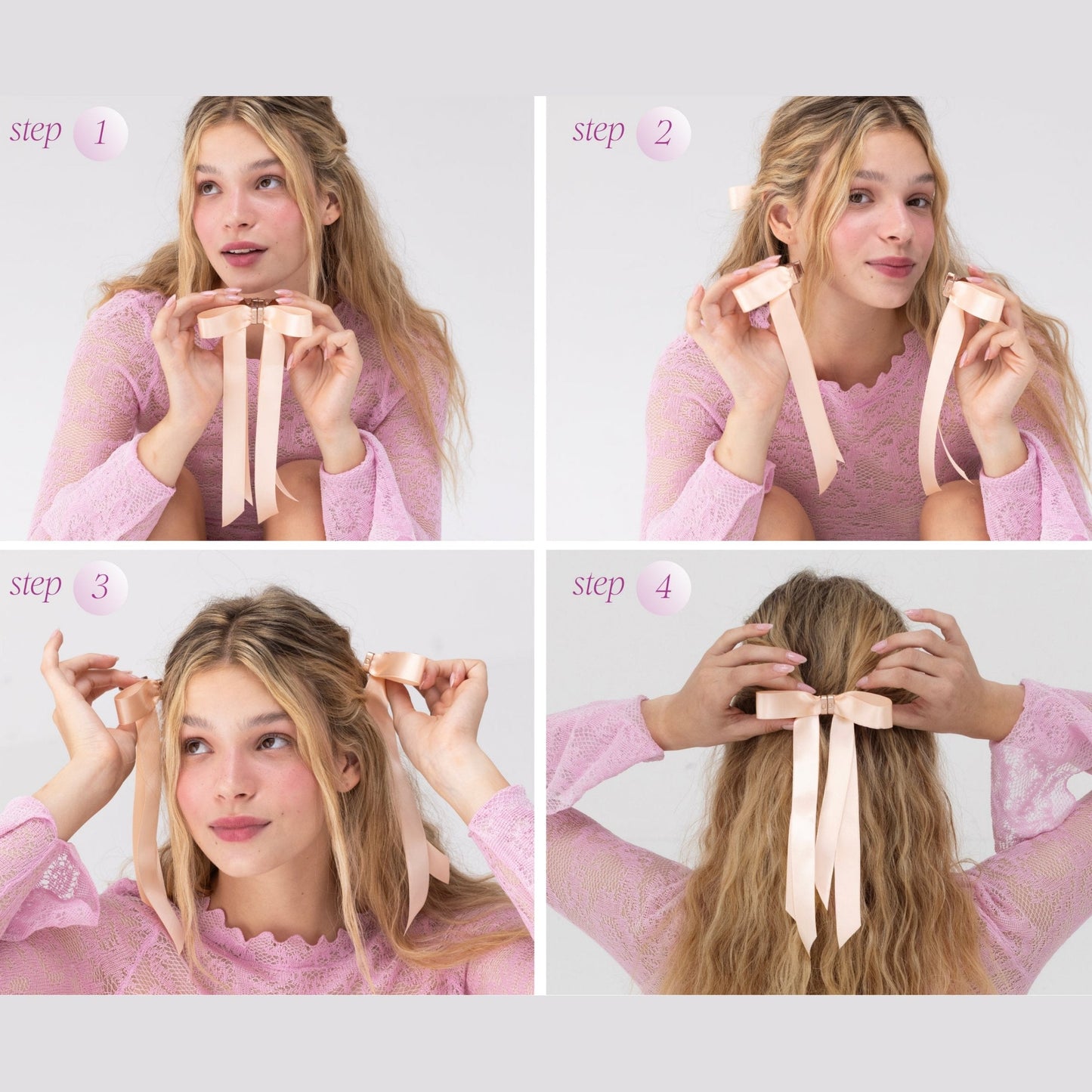 🎀 Magnetisk hårklemme med satengsløyfe – sikkert feste, elegant stil, ingen skader!✨💕