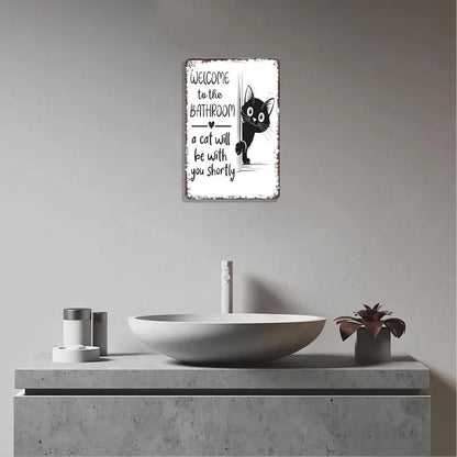 🔥Siste dag 49 % rabatt – Vintage veggkunst med svart-hvitt kattemotiv