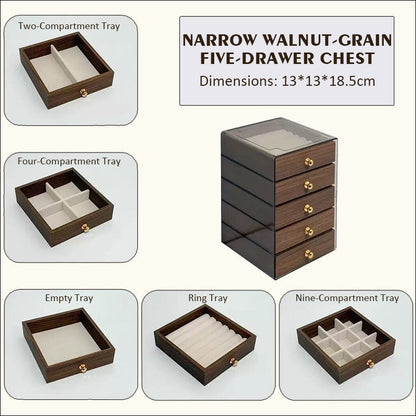 5-lags smykkeskrin i valnøttre