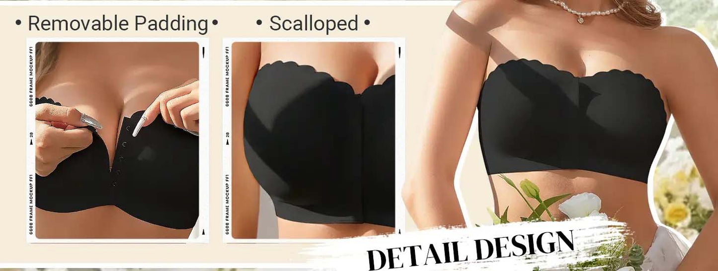 Sømløs lukking foran med skulderstropper og bandeau-BH