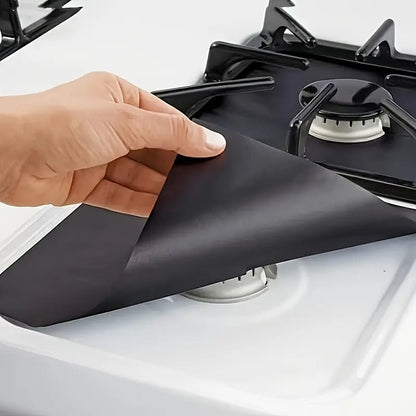 4-delte gjenbrukbare non-stick brennerdeksler for gasskomfyr – varmebestandige og vaskbare
