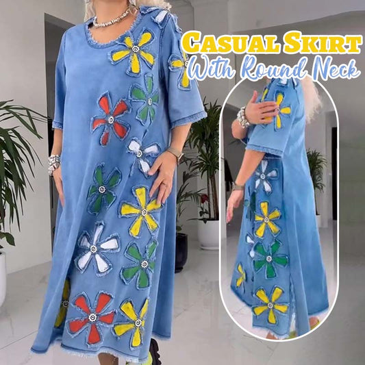 ✨Ny produktkampanje 45 % rabatt🎁Aformelt skjørt med rund hals