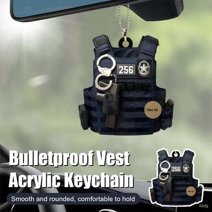 Skuddsikker vest akryl nøkkelring(Visuell 3D flat anheng)
