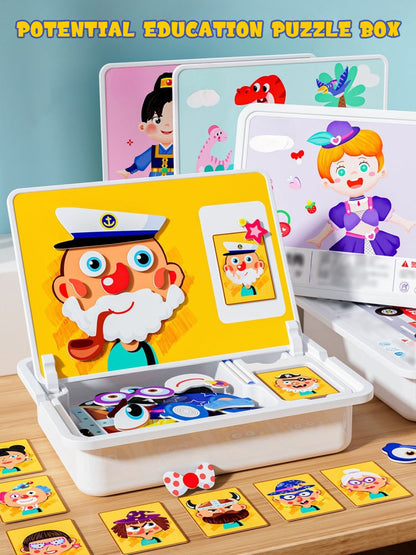 （Gratis frakt）Magnetiske puslespill Ansiktsutkledning Reisespill Dobbeltsidet Førskole Pedagogisk Læringsleker for Barn