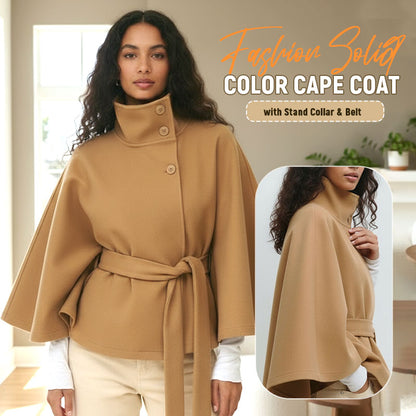 💥Høstsalg💥🧥Moteriktig ensfarget kåpe med ståkrage og belte🍂