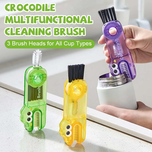 🐊 Krokodille multifunksjonell rengjøringsbørste – 3 børstehoder for alle kopptyper