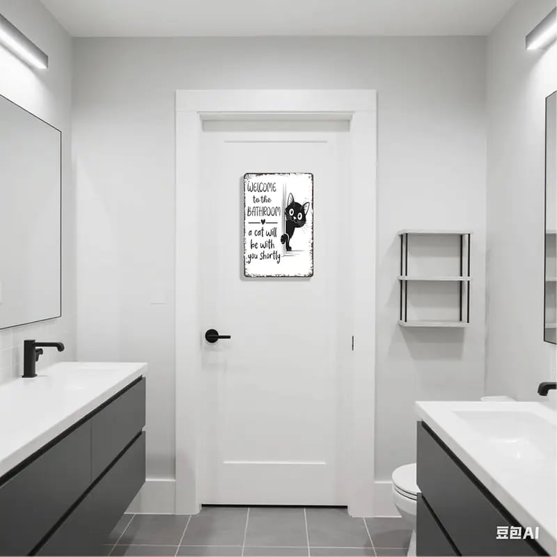 🔥Siste dag 49 % rabatt – Vintage veggkunst med svart-hvitt kattemotiv