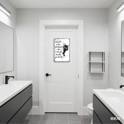 🔥Siste dag 49 % rabatt – Vintage veggkunst med svart-hvitt kattemotiv