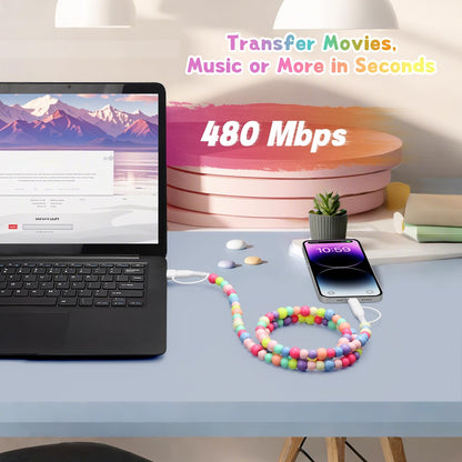 🎁KJØP 1, FÅ 1 GRATIS🔥4-i-1 perlebesatt ladekabel og hurtigladekabel 66W