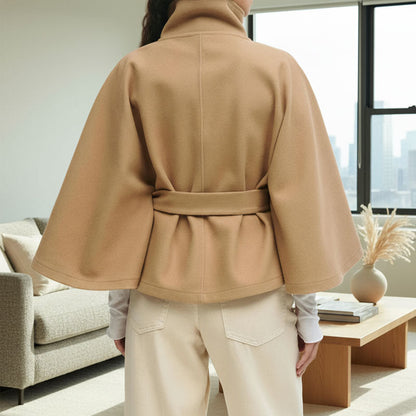 💥Høstsalg💥🧥Moteriktig ensfarget kåpe med ståkrage og belte🍂