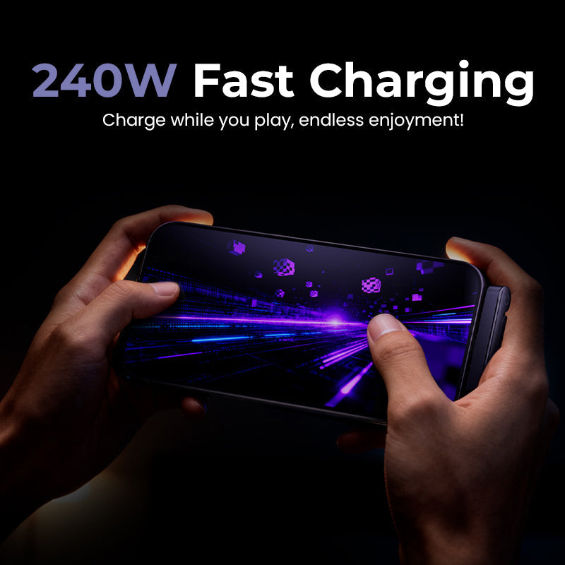 ⚡2-i-1 usynlig ladekabel – 240W hurtigladeledning med innebygd telefonstativ