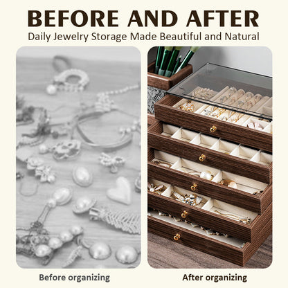 5-lags smykkeskrin i valnøttre