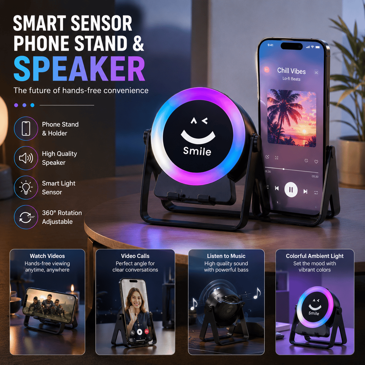 Spesialtilbud—Opptil 49% rabatt🎧4 i 1 trådløs induksjonslyd Bluetooth-høyttaler🎵