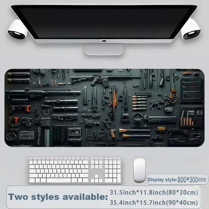 Kule militære våpendeler, stor musematte for spilling, stilig skrivebordsbeskytter med sklisikker gummi, flere størrelser for bærbar PC og stasjonær datamaskin