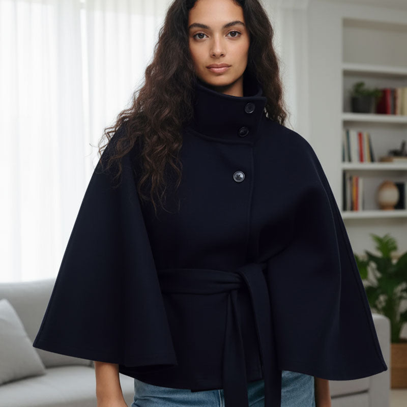 💥Høstsalg💥🧥Moteriktig ensfarget kåpe med ståkrage og belte🍂