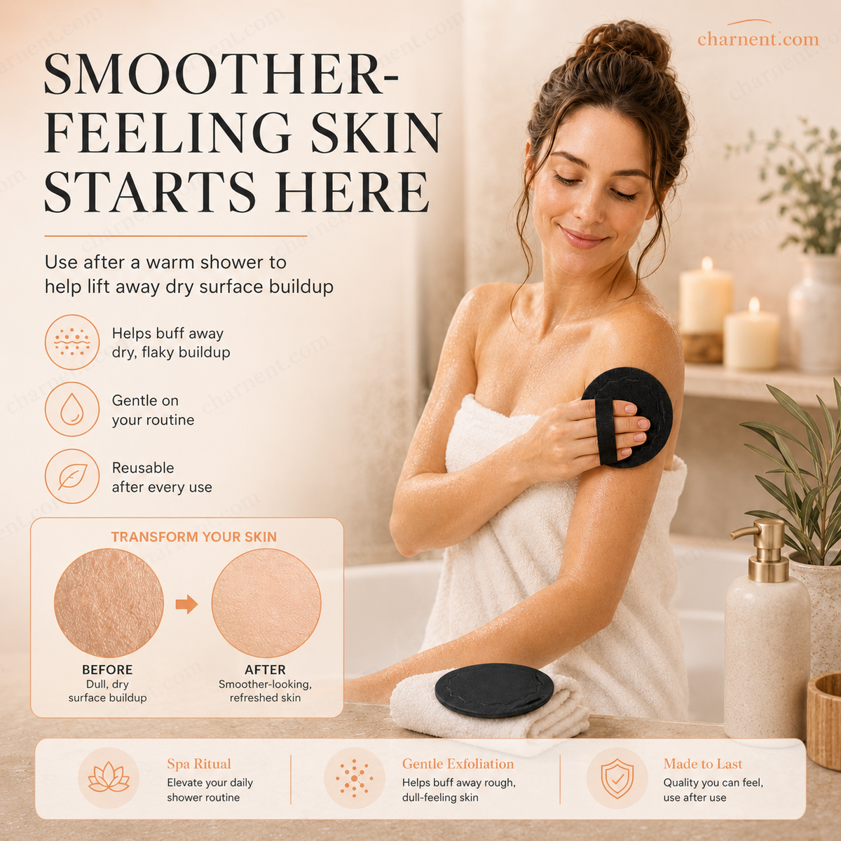 🧖‍♀️ 50 % RABATT! Skrubbebadputer – eksfolier skånsomt, rens porer & få strålende hud. Slitesterkt gummi, enkelt å rengjøre ✨🛀