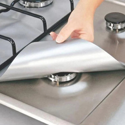 4-delte gjenbrukbare non-stick brennerdeksler for gasskomfyr – varmebestandige og vaskbare