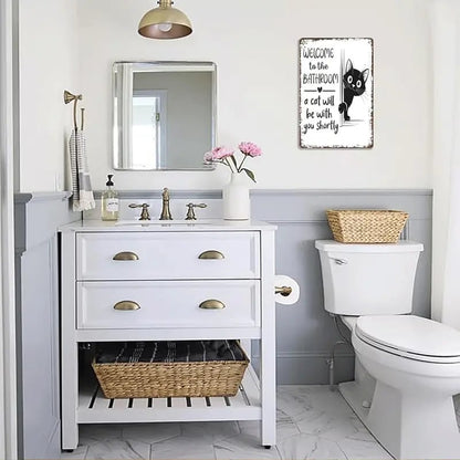 🔥Siste dag 49 % rabatt – Vintage veggkunst med svart-hvitt kattemotiv