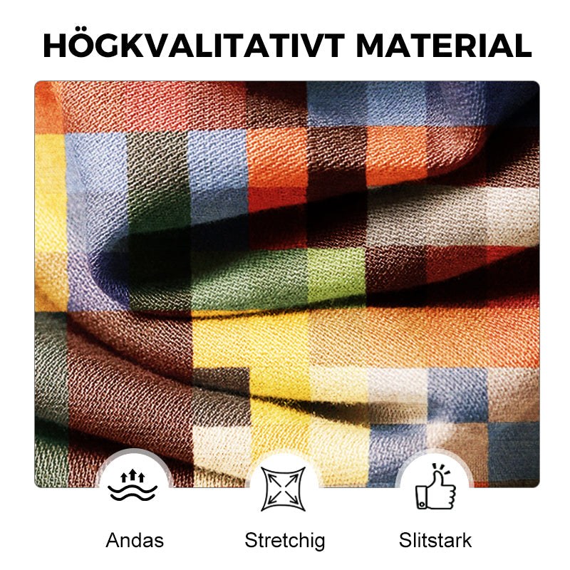 ✈️2 STK = GRATIS FRAKT✈️Unisex enkel langermet skjorte i regnbuefarger, rutete vintage-trykk med slag og lommer