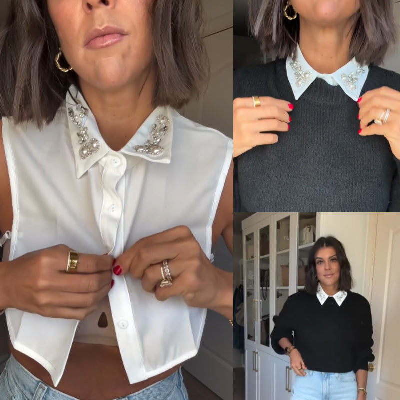 Halskjede med imitasjonsdiamanter og perler