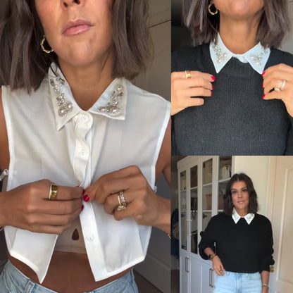 Halskjede med imitasjonsdiamanter og perler