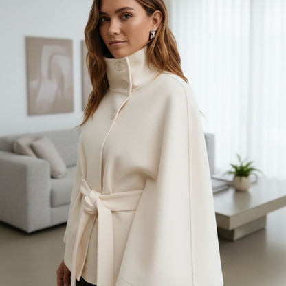 💥Høstsalg💥🧥Moteriktig ensfarget kåpe med ståkrage og belte🍂