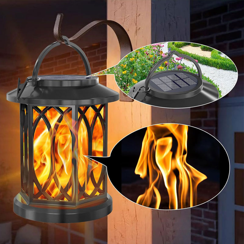 Oppgradert flimrende flamme solcellelykt utendørs vanntett