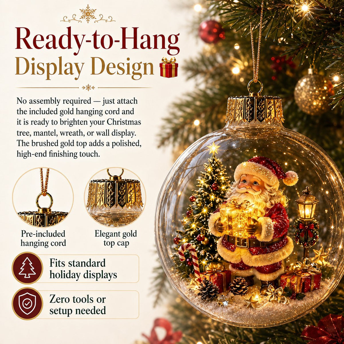 🎄Glødende juldiorama-ornament – En liten vinterverden i håndflaten din👼