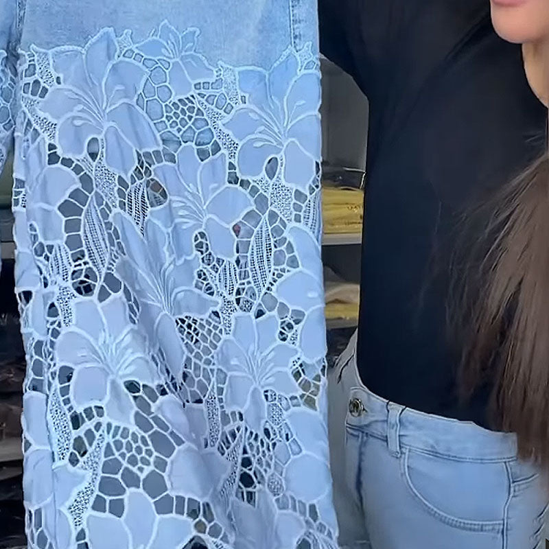 Dameblonde patchwork hule jeans/blonde patchwork hule jeans for kvinner