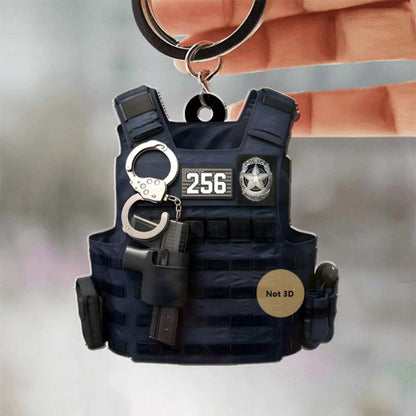 Skuddsikker vest akryl nøkkelring(Visuell 3D flat anheng)