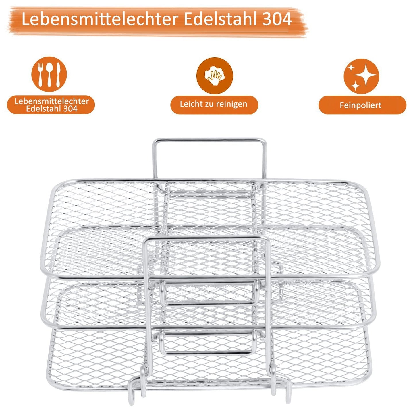 🔥Superdeal! 37 % rabatt! – Airfryer-rist i rustfritt stål – Flerlagsgrill for toast, kjøtt og grønnsaker (kvalitet 304)