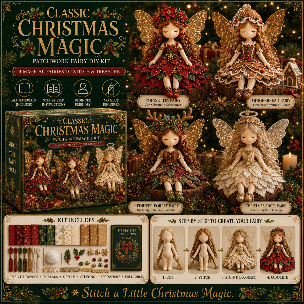 ✨ Julmagi Patchworkfe-hobbysett