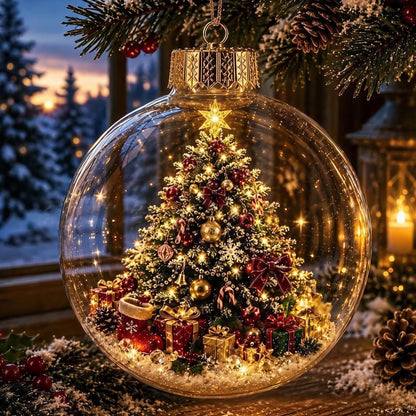 🎄Glødende juldiorama-ornament – En liten vinterverden i håndflaten din👼