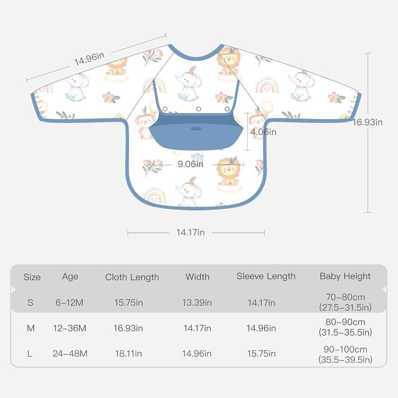 👶Baby langermet smekke med silikonlomme🍽️