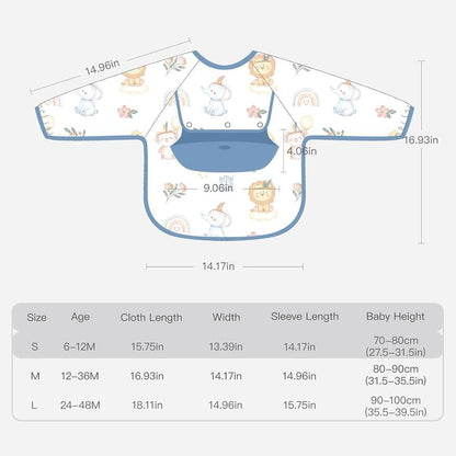 👶Baby langermet smekke med silikonlomme🍽️