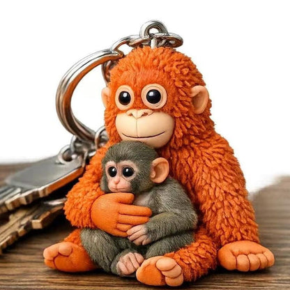 🐒 Monkey Hugging Monkey – Akrylnyckelring
