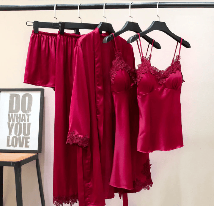 🔥🌹Spesialtilbud for sommeren💕Sexy femdelt nattkjole i issilke for kvinner