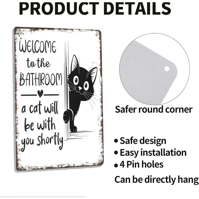 🔥Siste dag 49 % rabatt – Vintage veggkunst med svart-hvitt kattemotiv