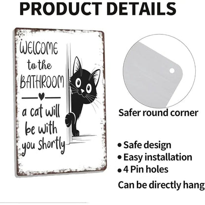 🔥Siste dag 49 % rabatt – Vintage veggkunst med svart-hvitt kattemotiv