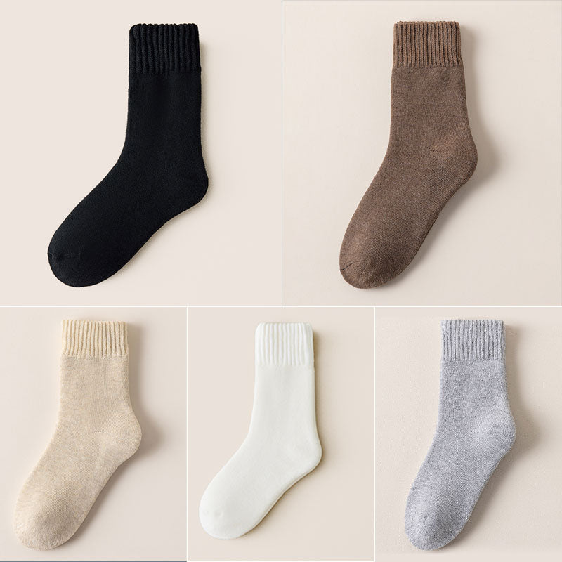 5 Par Ensfargede Sokker Til Midt På Leggen For Kvinner