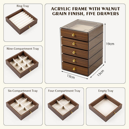 5-lags smykkeskrin i valnøttre