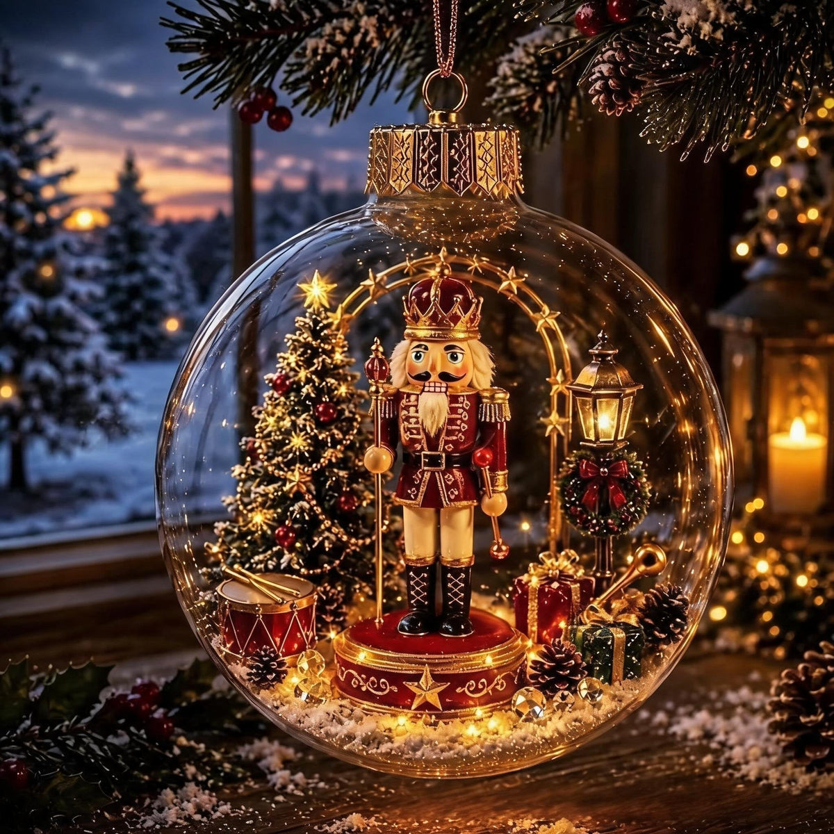 🎄Glødende juldiorama-ornament – En liten vinterverden i håndflaten din👼