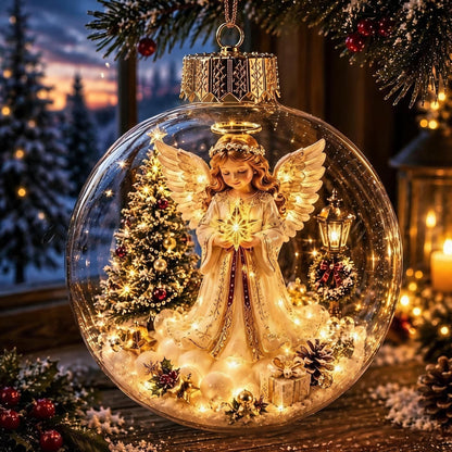 🎄Glødende juldiorama-ornament – En liten vinterverden i håndflaten din👼