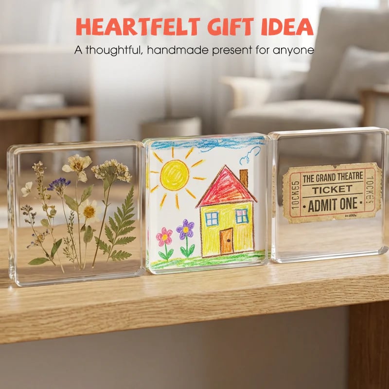 🎞✂10-pakning 2" x 2" klare akryl DIY kjøleskapsmagnet-sett med klebende bakside – kvadratiske magnetiske fotorammer med fantastisk 3D-effekt 💕