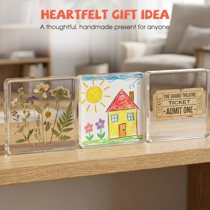 🎞✂10-pakning 2" x 2" klare akryl DIY kjøleskapsmagnet-sett med klebende bakside – kvadratiske magnetiske fotorammer med fantastisk 3D-effekt 💕