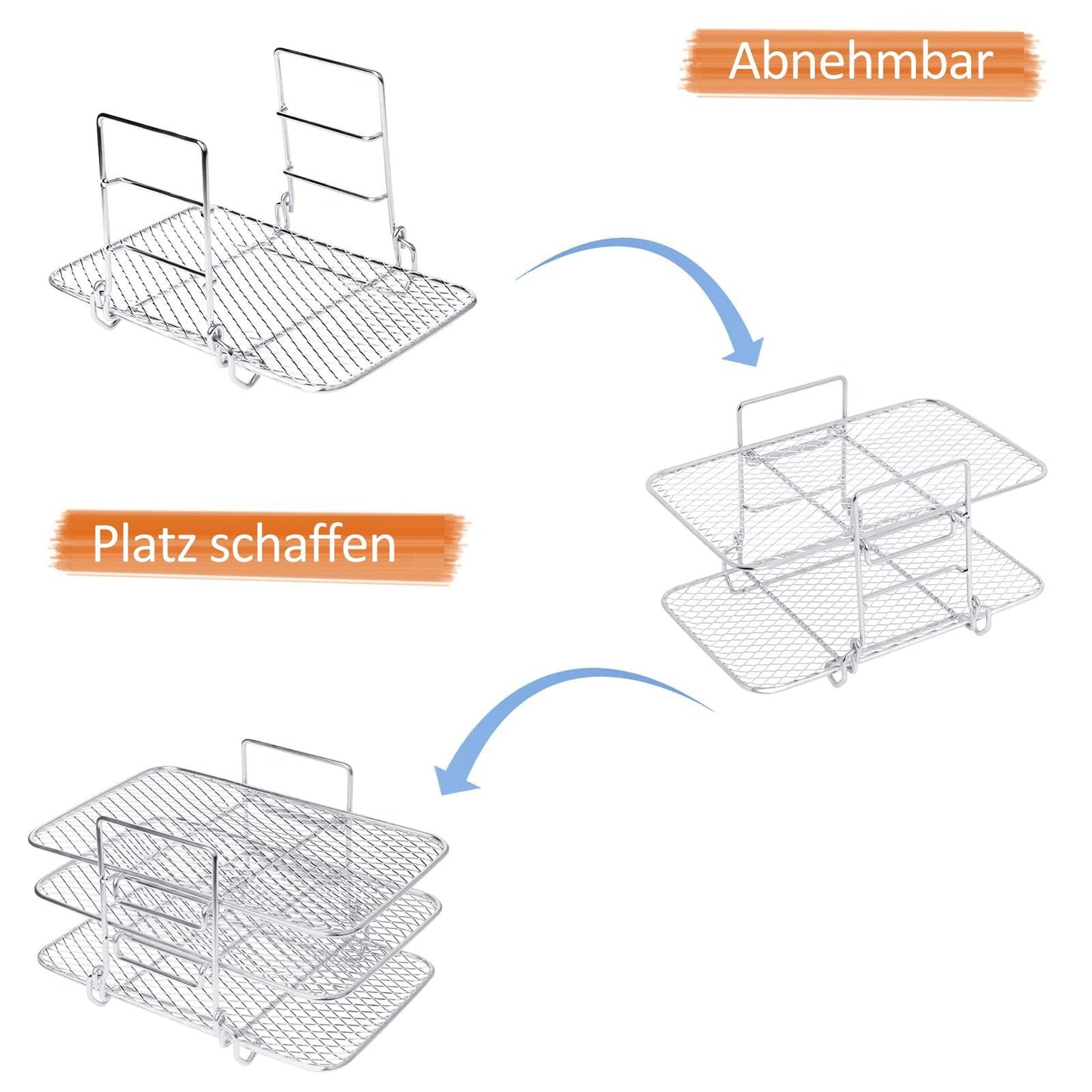 🔥Superdeal! 37 % rabatt! – Airfryer-rist i rustfritt stål – Flerlagsgrill for toast, kjøtt og grønnsaker (kvalitet 304)
