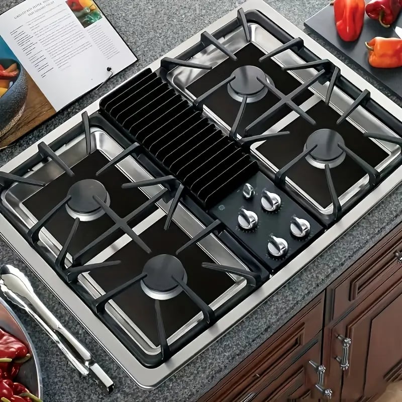 4-delte gjenbrukbare non-stick brennerdeksler for gasskomfyr – varmebestandige og vaskbare