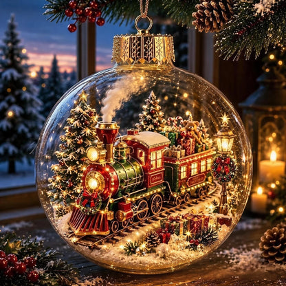 🎄Glødende juldiorama-ornament – En liten vinterverden i håndflaten din👼