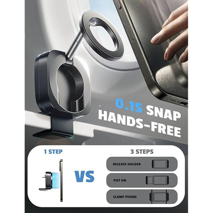 Sammenleggbart, uttrekkbart, roterende, magnetisk telefonstativ for reiser